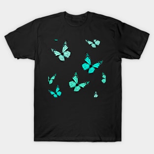 Light Blue Butterfly Pattern T-Shirt